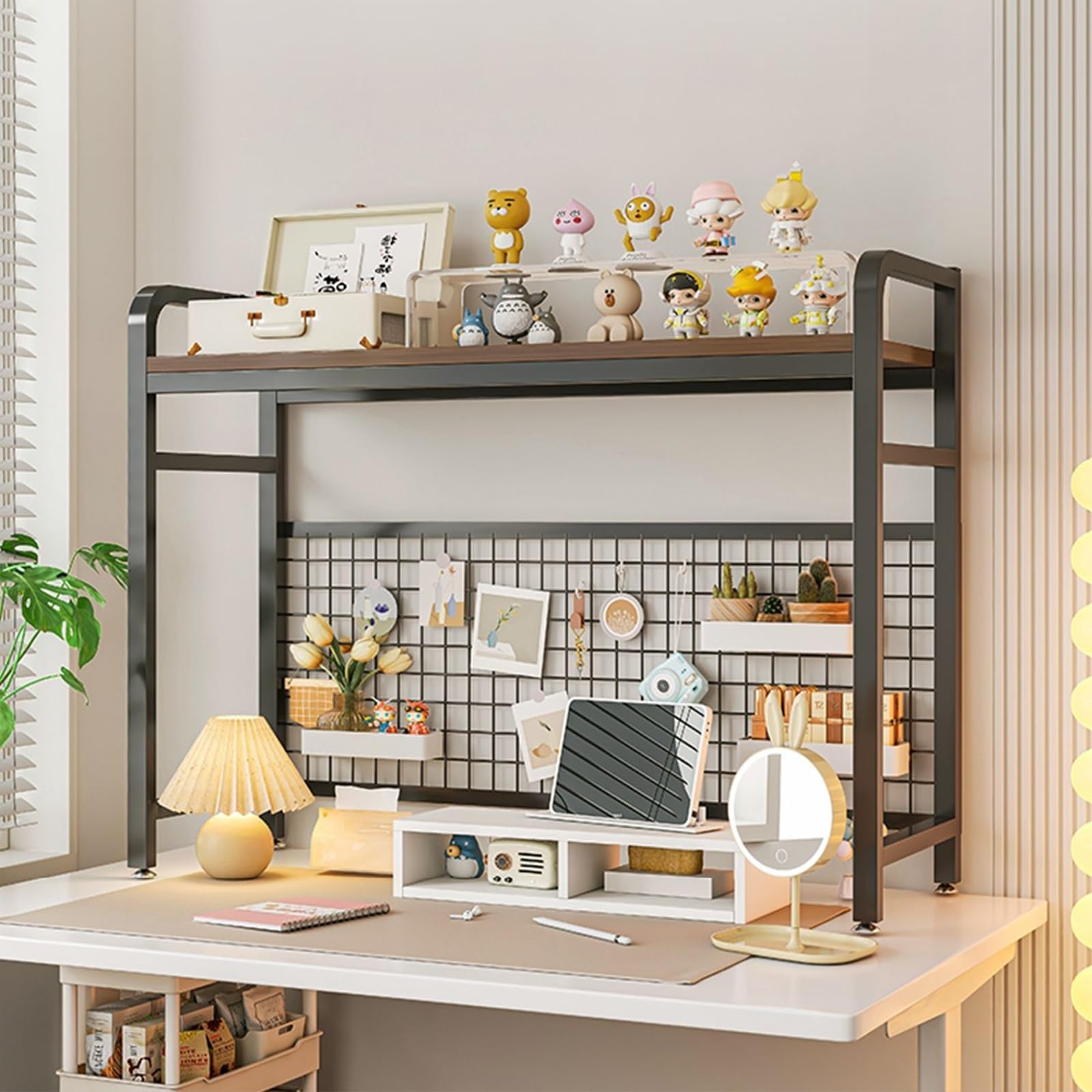 ブックシェルフ　右　1/2 Amazon.com: Desk Hutch Bookshelf - Small Desktop Bookshelf, 1-Tier